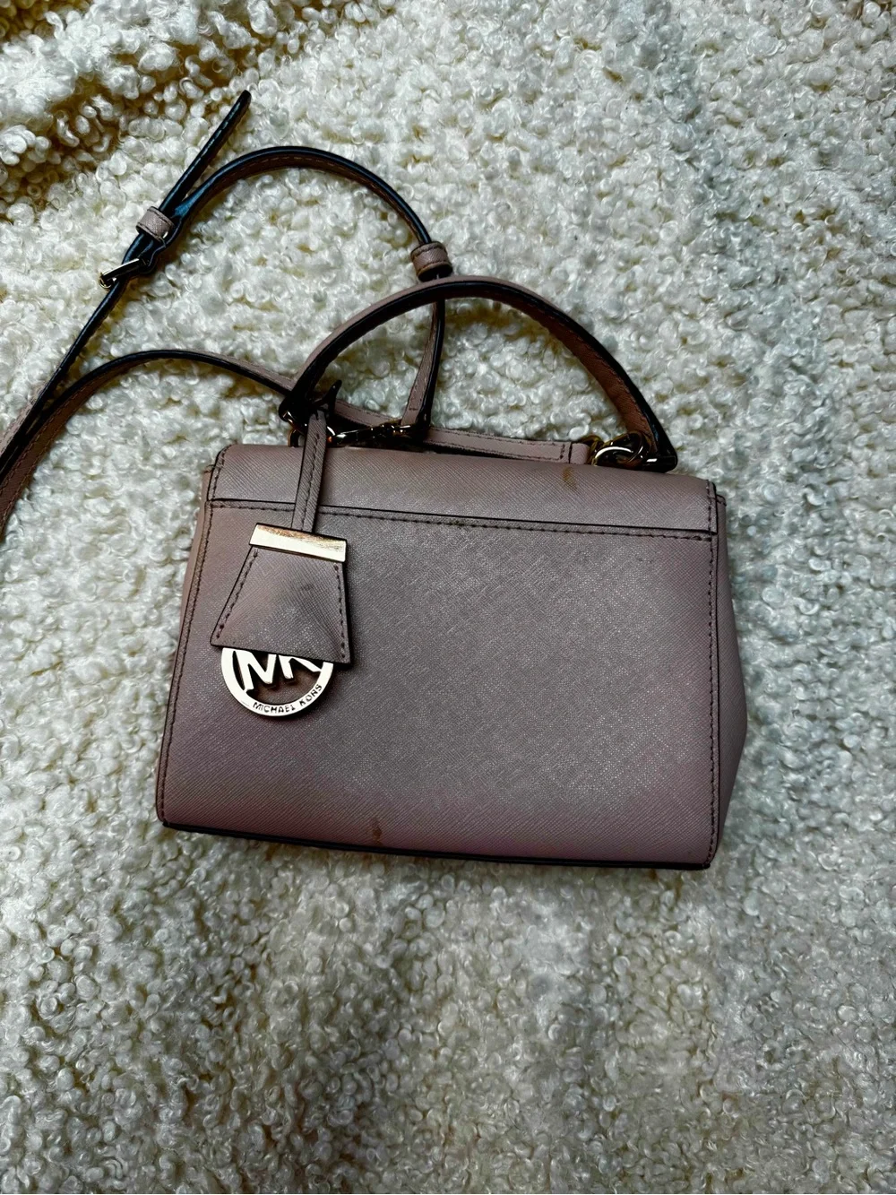 Michael Kors Pink Saffiano Leather Satchel with Gold Hardware